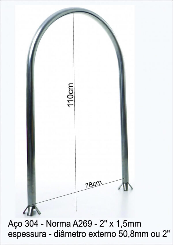 Bicicletário U Invertido em Aço Inox: Modernidade e Durabilidade para Estacionamento de Bicicletas - AL199 - Imagem 2