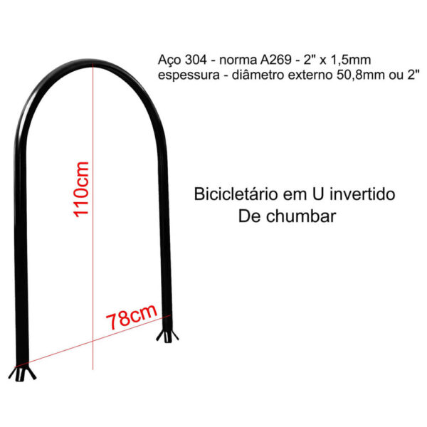 Bicicletário U Invertido em Aço Inox: Modernidade e Durabilidade para Estacionamento de Bicicletas - AL199 - Imagem 4